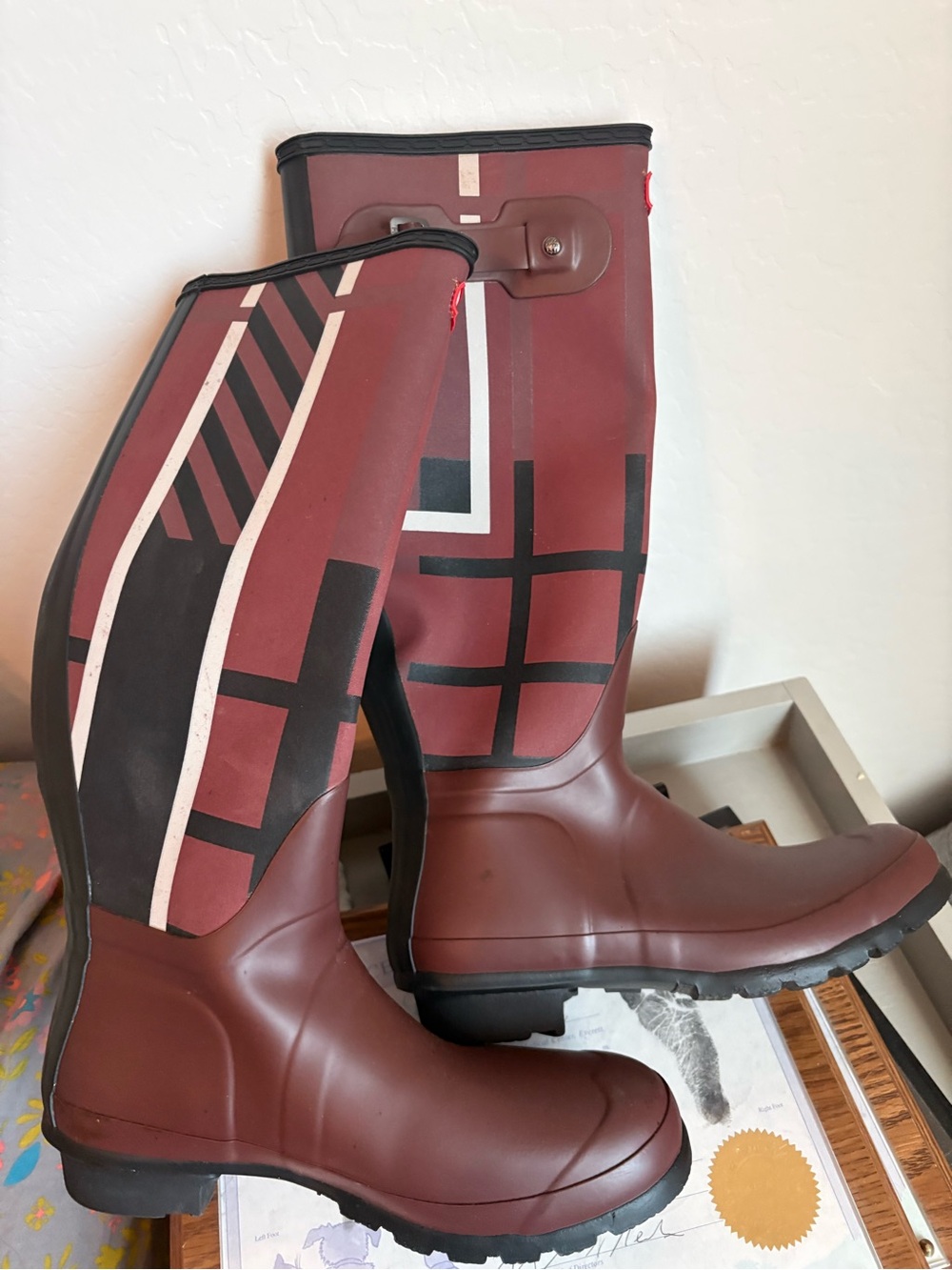 Hunter Women's Burgundy Tall Rain Boots
